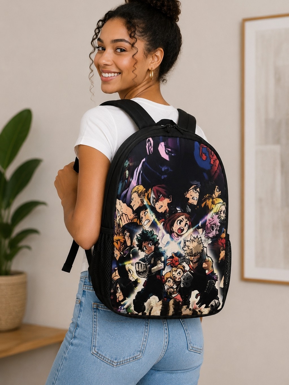 Black Cartoon Themed Backpack - NIP